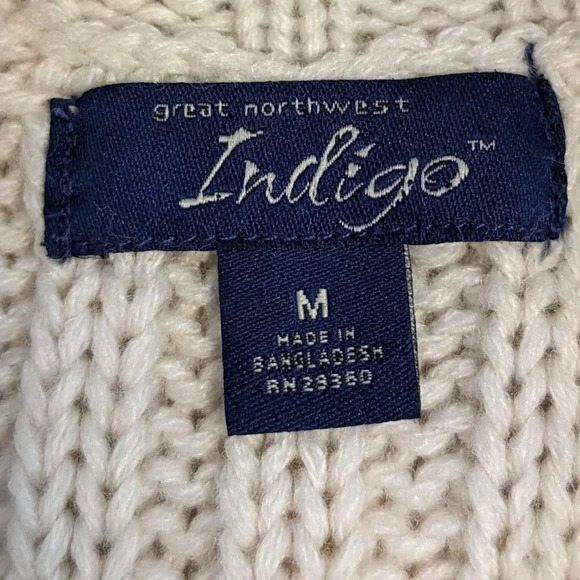 Great Northwest Indigo Cream Open Front Cardigan Size Medium - Picture 4 of 8